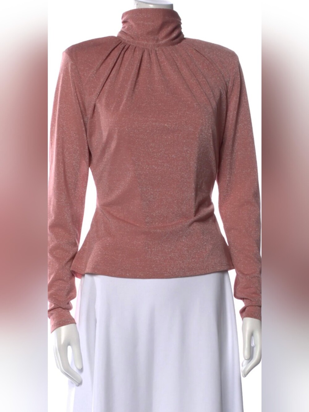 LPA Rose Sparkle Long-Sleeve High Neck Open Back Top Size Medium